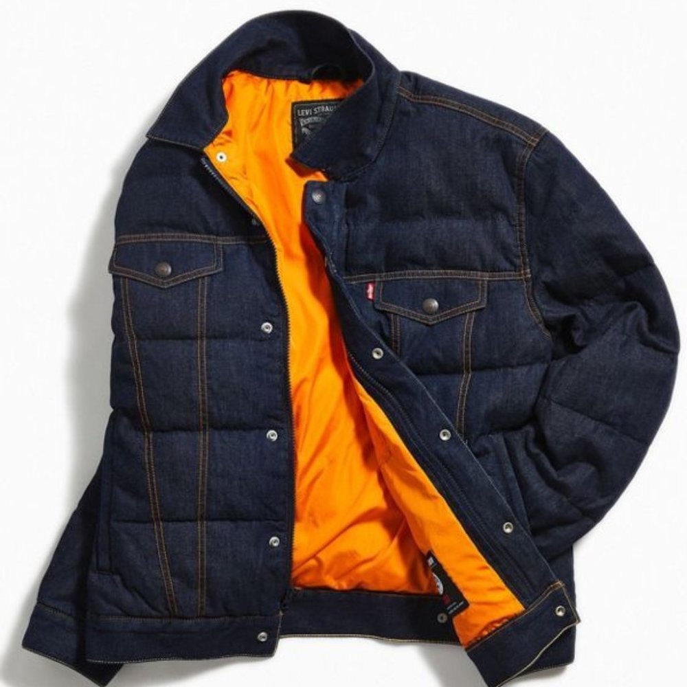 Men's Levi's Allied 700 Fill Power Down Denim Trucker Jean Jacket Small